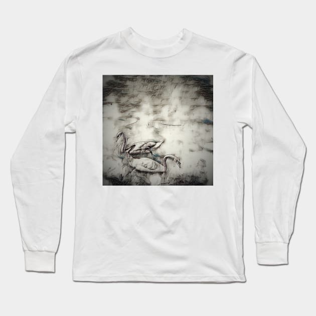 Two swans Long Sleeve T-Shirt by Khala